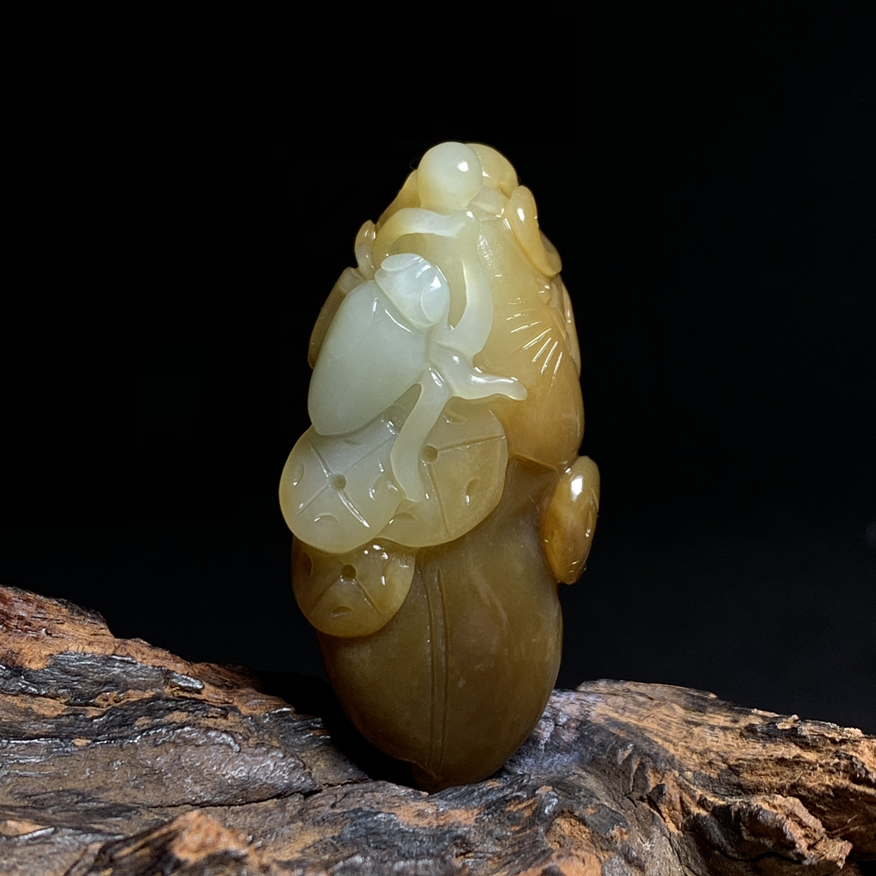 天然新疆和田玉富甲天下甲壳虫吊坠尺寸50*21*16重量22克