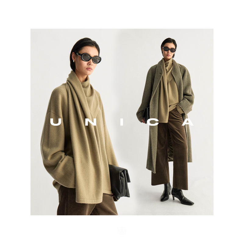 UNICA/博主造型百搭围巾领_山羊绒轻暖细腻宽松慵懒针织羊毛上衣