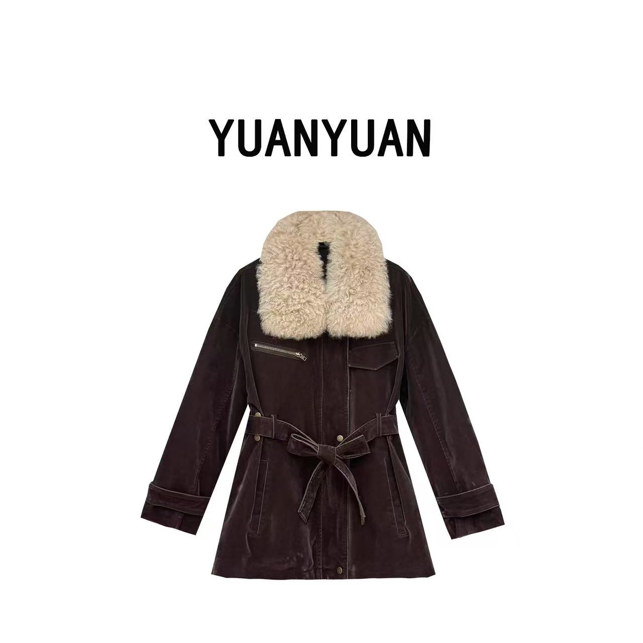 媛媛推荐【冬如稚雪】2025韩版中长款绵羊毛毛领90白鹅绒服B1335