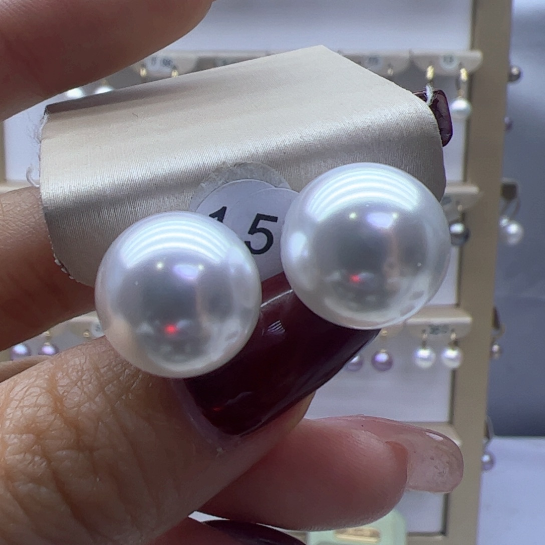 淡水珍珠耳饰18K金镶嵌