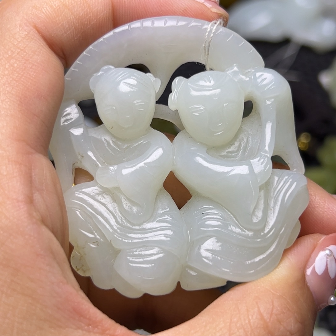 和田玉未镶嵌颈饰开*