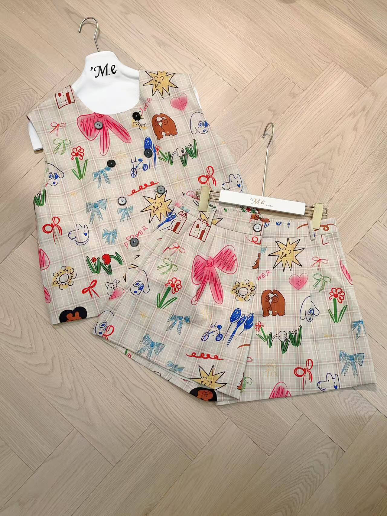 MEORlGlNAL减龄洋气印花上衣短裤夏季搭配套装时尚高级感满满