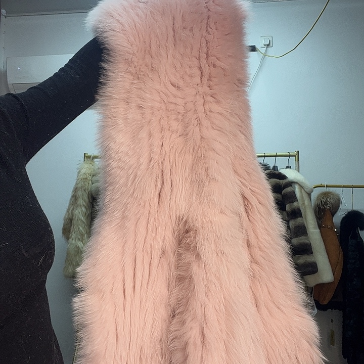 狐狸皮狐狸毛连帽编织大熊