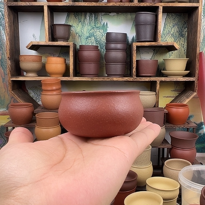 紫砂茶杯拙器甄选，纯原本矿。100毫升