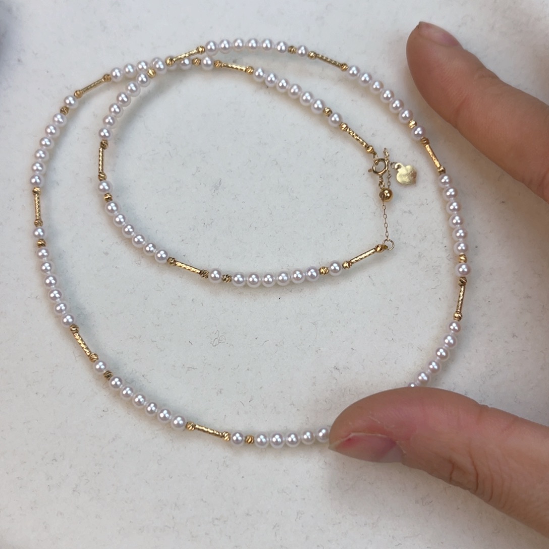 淡水珍珠颈饰18K金镶嵌