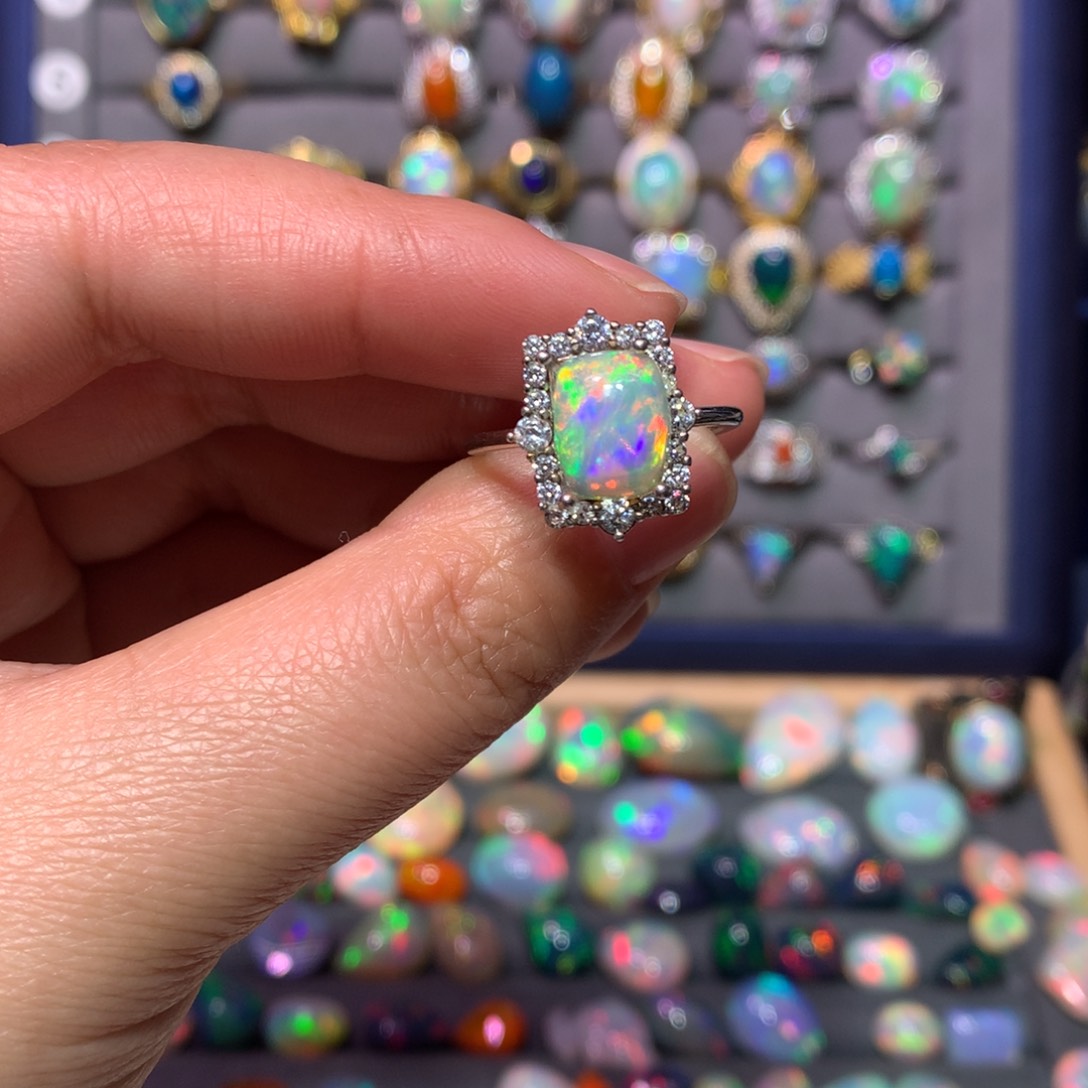 欧泊戒指款式银S925镶嵌