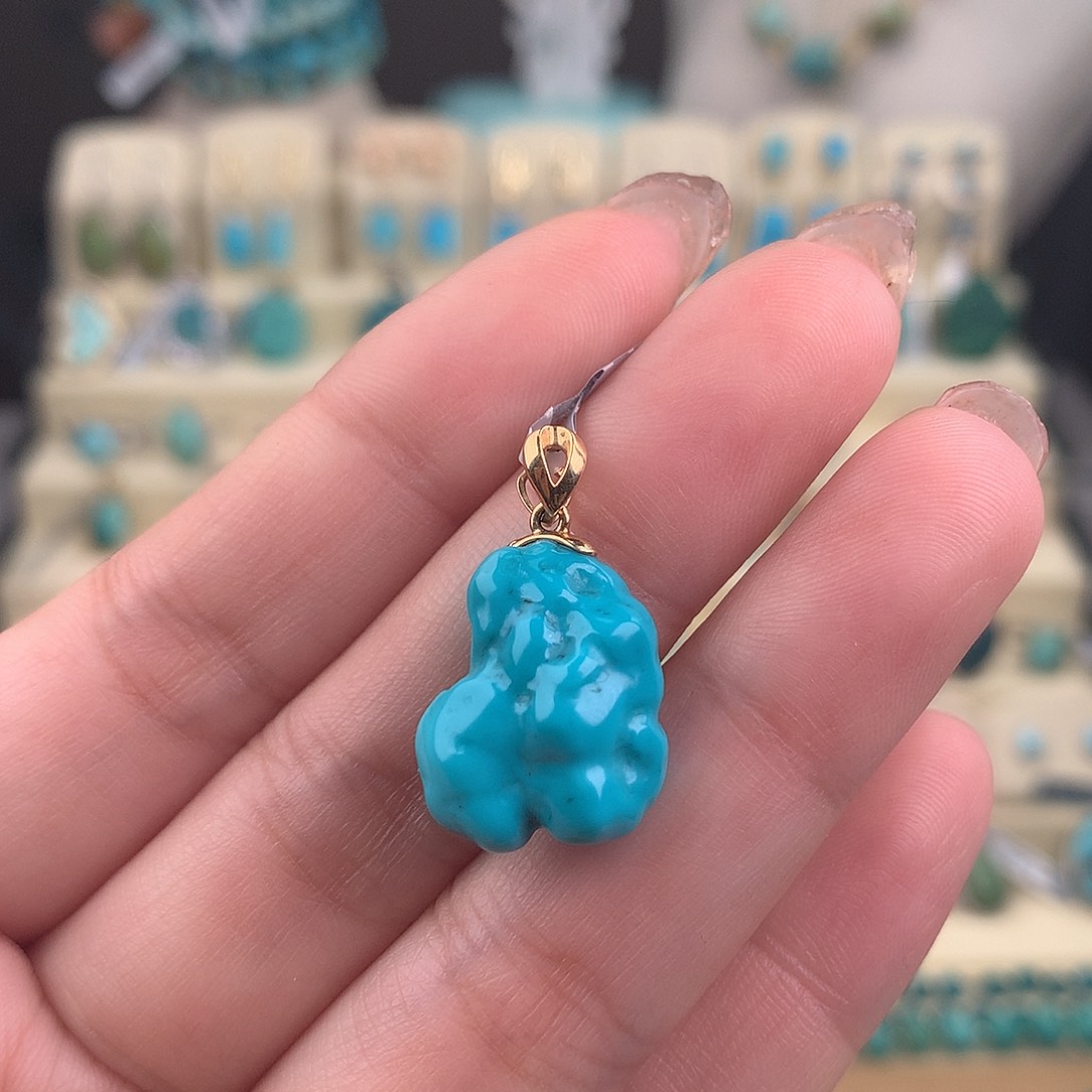 绿松石18K金镶嵌吊坠(不含链)