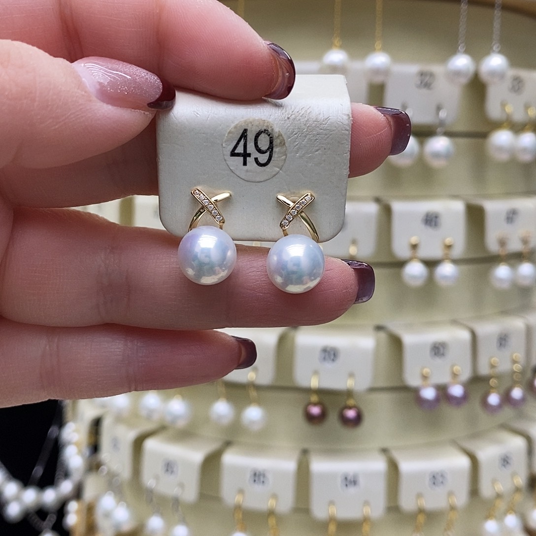 淡水珍珠耳饰18K金镶嵌