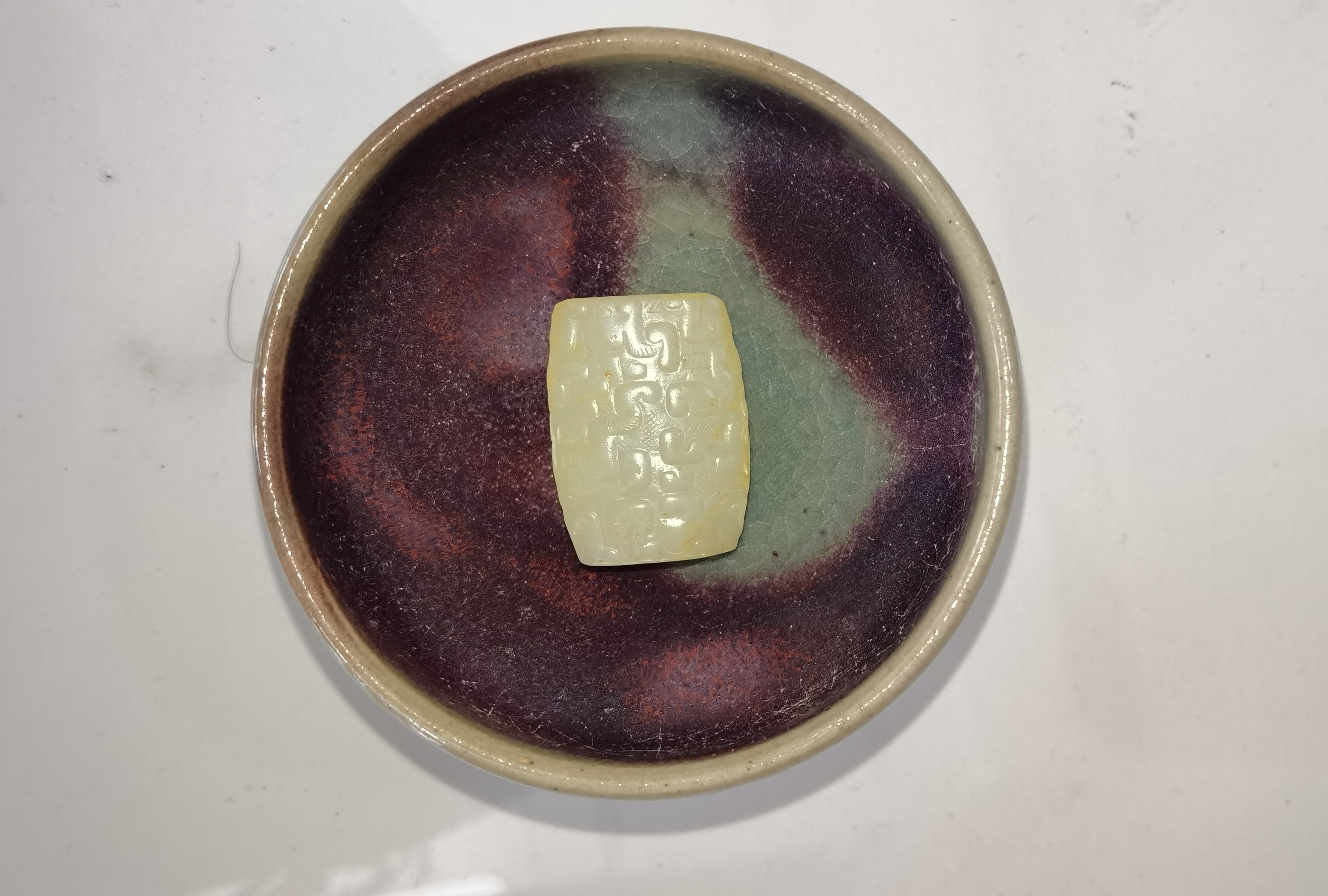 钧窑鸡心盏器型规整胎质干老