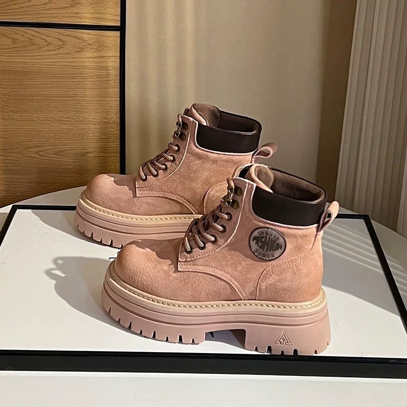 【云云专属】粉色公主风马丁靴厚底机车大黄蜂登山鞋短靴工装靴8806