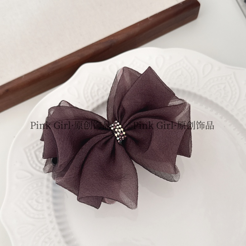 Pink Girl  X186手工网红百搭简约香蕉夹韩版经典蝴蝶结竖夹发饰