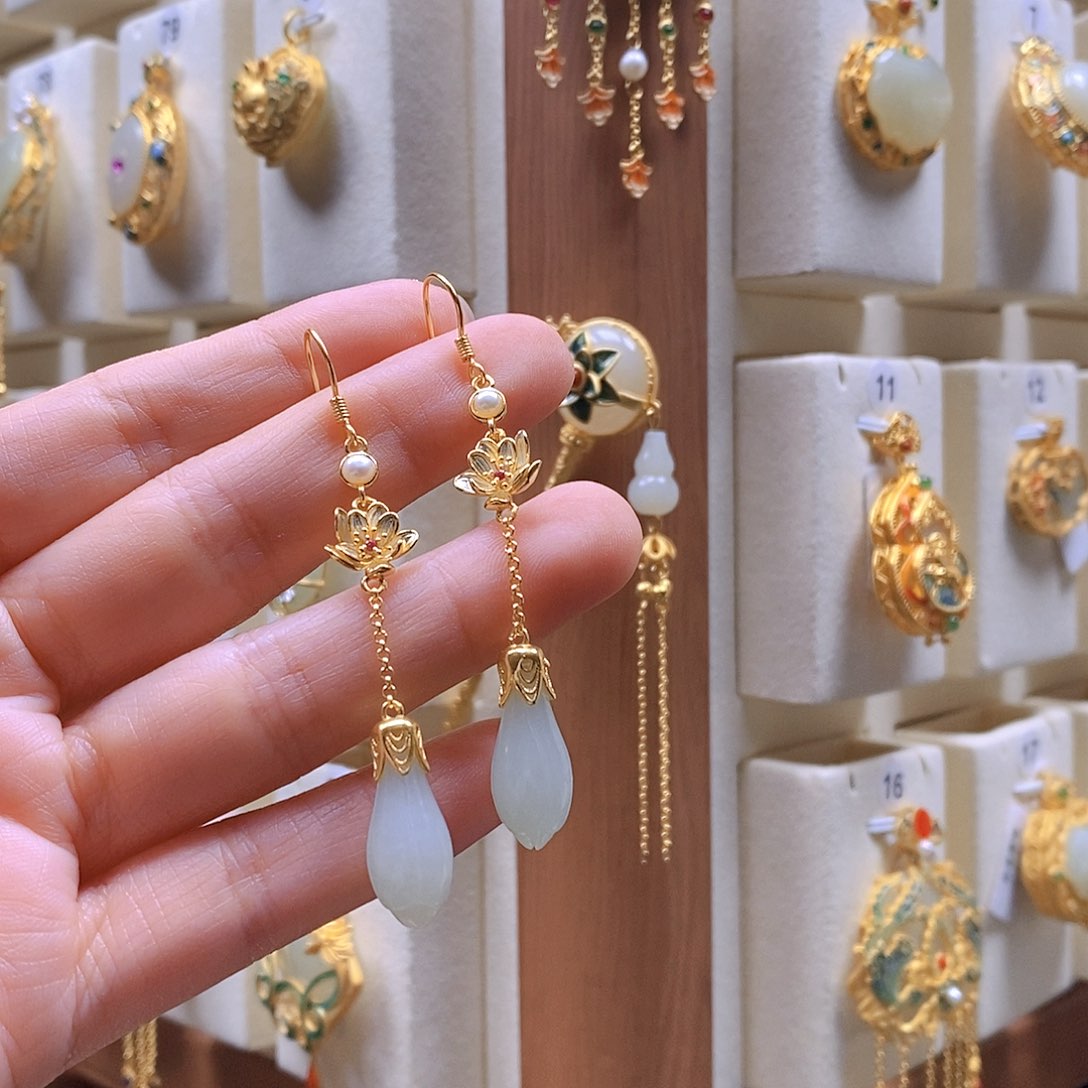 和田玉颈饰银S925镶嵌