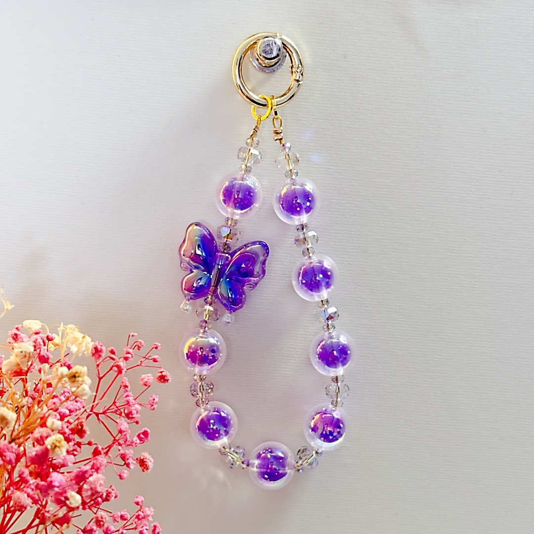 220钢片紫色糖心夜光手机链