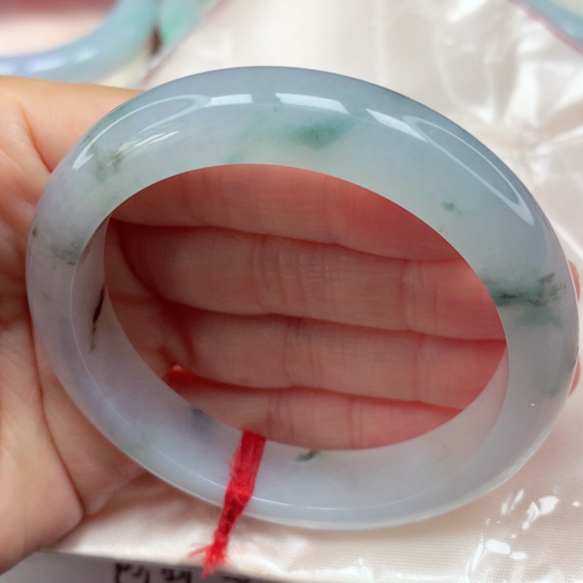 【闪购商品】翡翠手镯未镶嵌冰胶飘花手镯5455圈30号