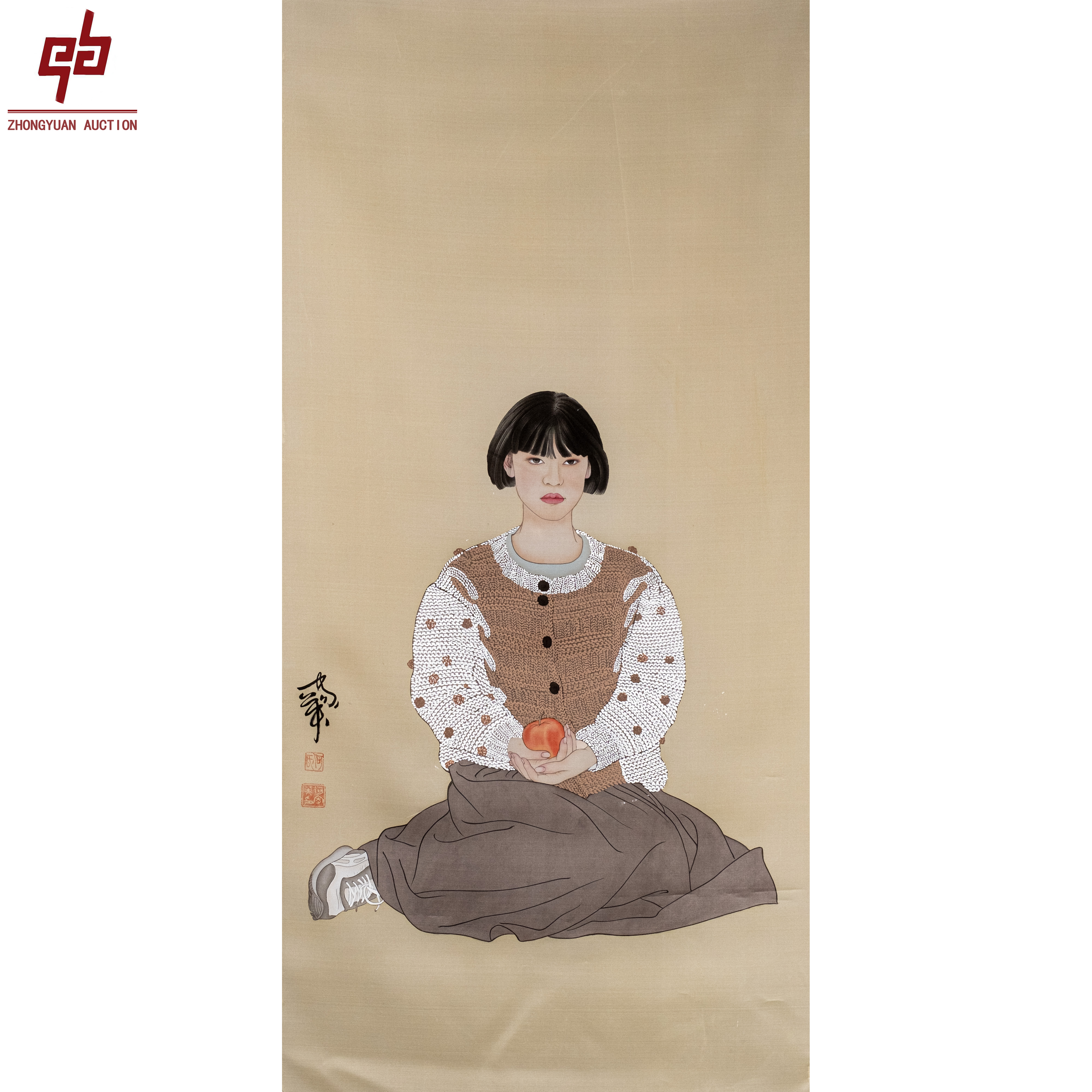 5972 何家英 人物 64*134 绢本原片