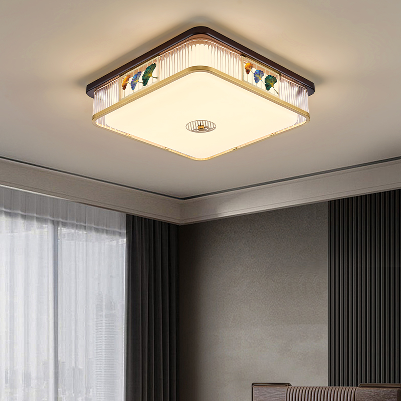 新中式客厅吸顶灯广东中山客厅禅意大气长方形书房国风古镇客厅灯