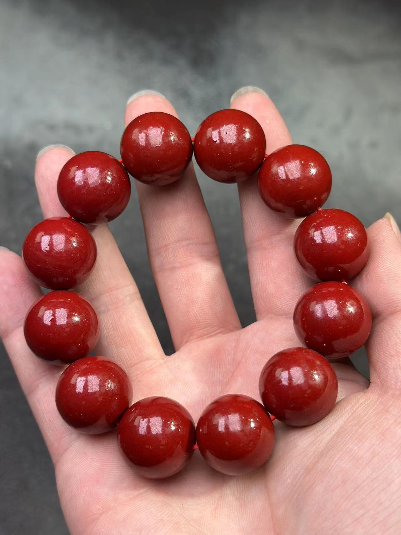 含辰砂工艺品C107朱砂帝王砂卡2.0牛血红单圈(人工合成）