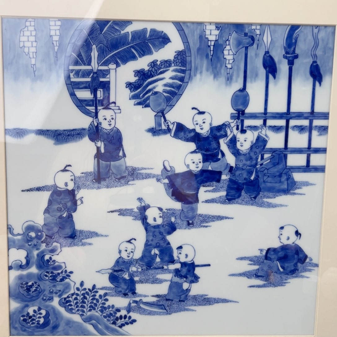 青花婴戏图瓷版画