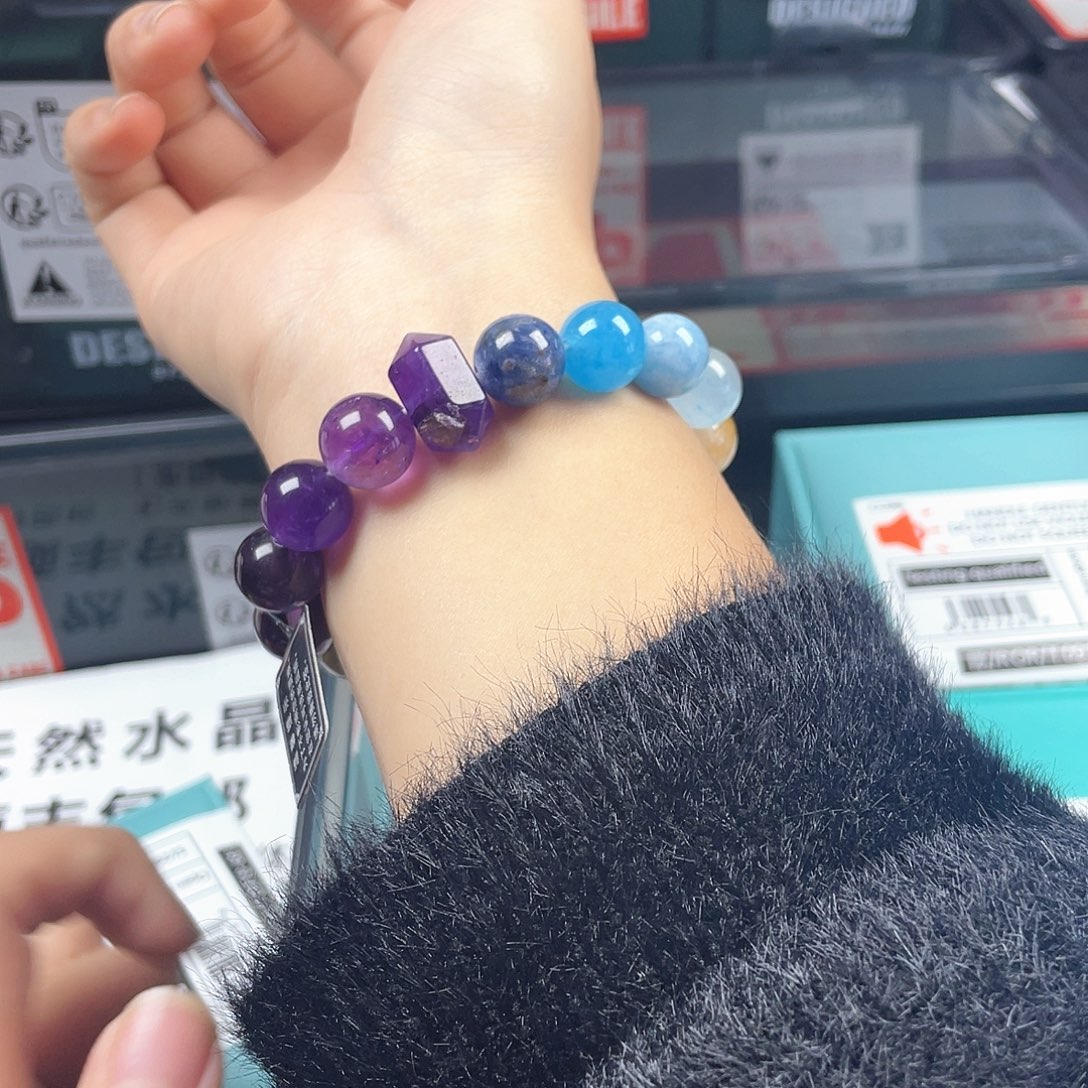 烟晶银S925镶嵌手链