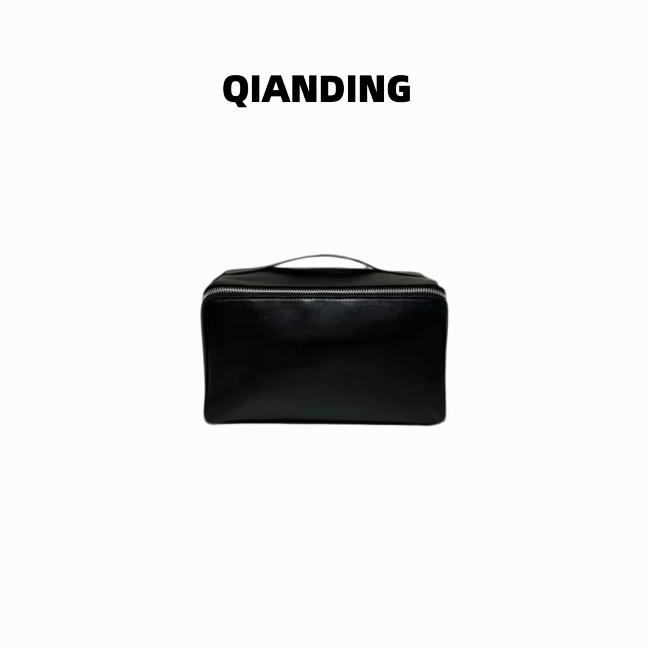 【QIANDING】大开口手提便携羊皮方盒子化妆包A250120