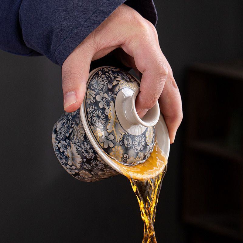 395青花三才盖碗