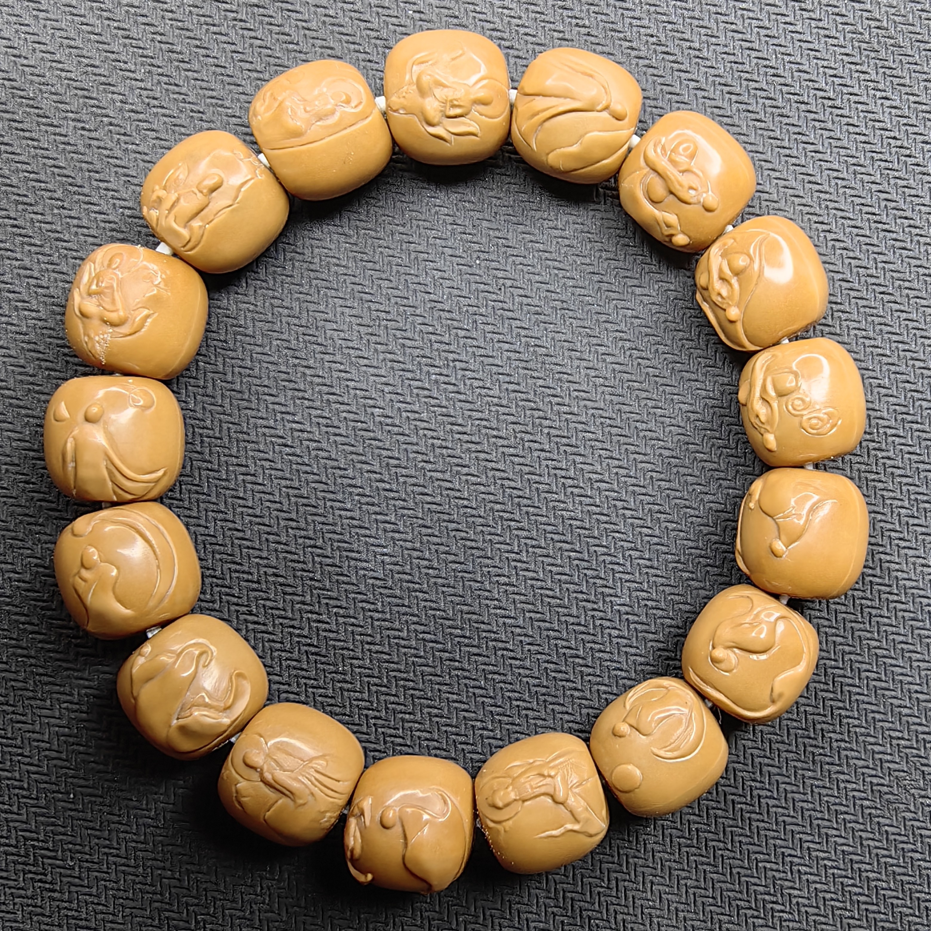 猴头龙岩料雕刻老型桶珠悟道手串，全品无泡药做色尺寸13mm精挑