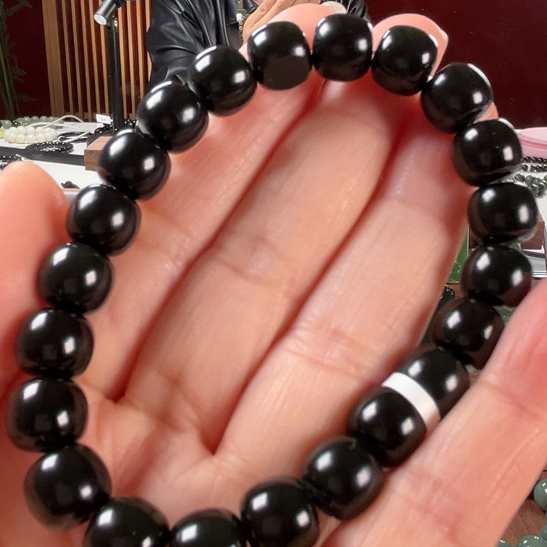 和田玉手链未镶嵌新疆和田玉黑老型9/10