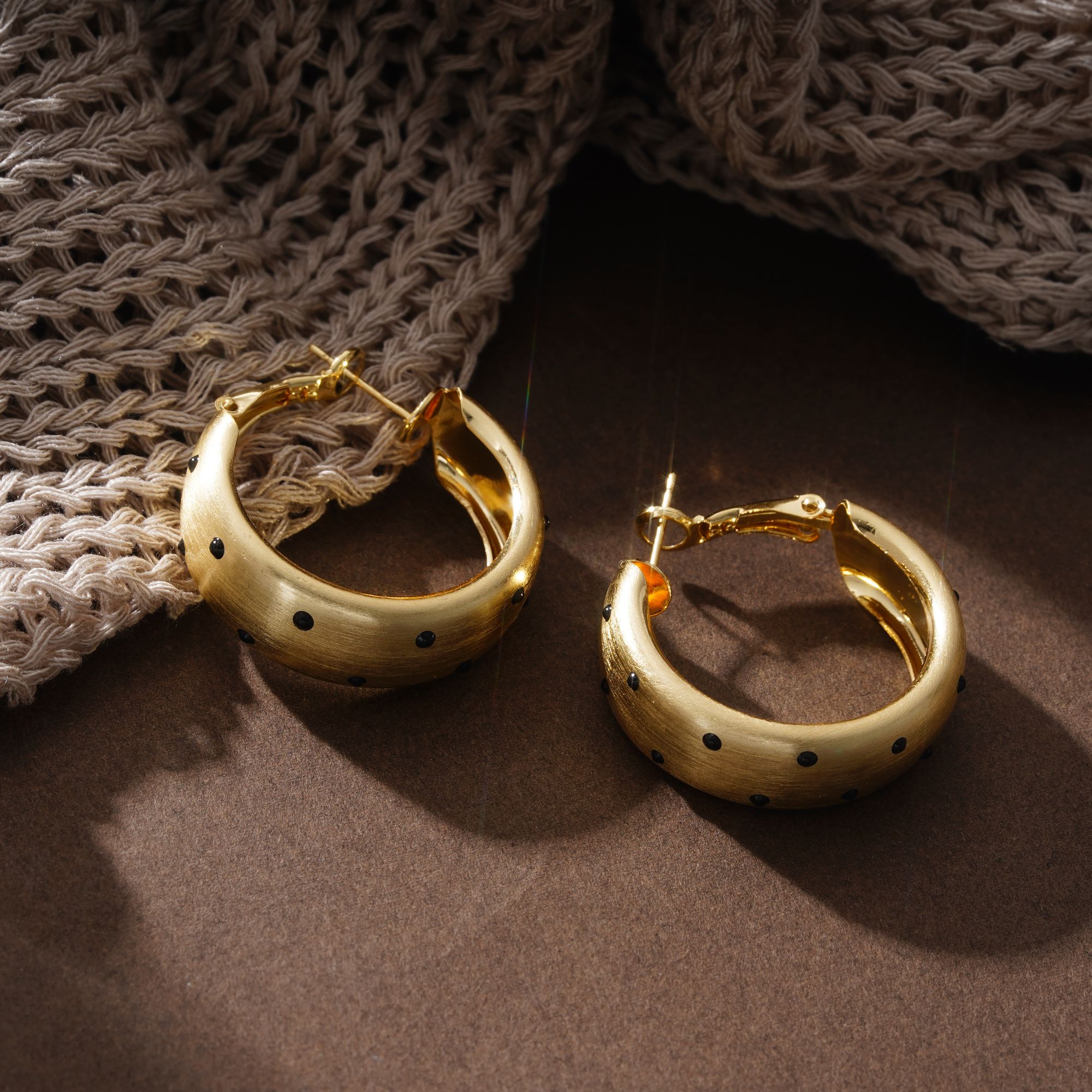 铜合金耳饰 金色几何图案日韩女耳环几何耳饰N3662A1