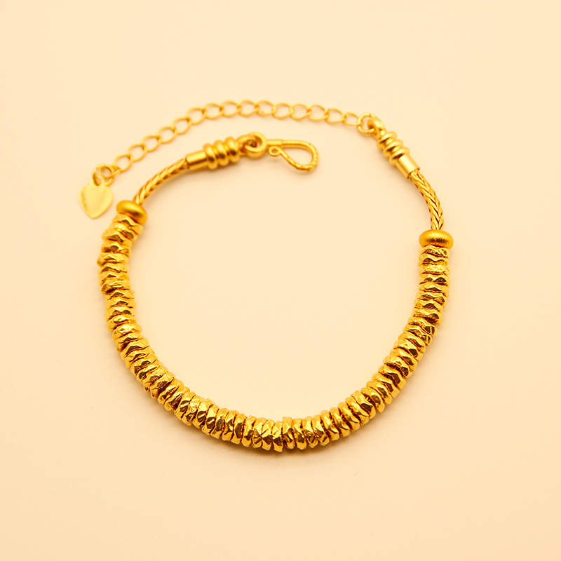 足金999盘缠卡5mm - 6mm深圳水贝黄金工厂直供纯金盘缠赠合金链