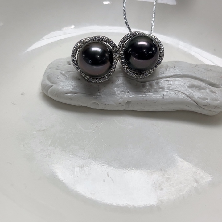 银S925镶嵌耳饰海水珍珠8.9mm128号