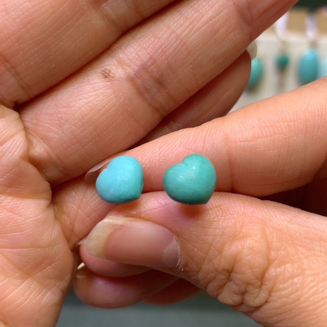 绿松石耳饰18K金镶嵌