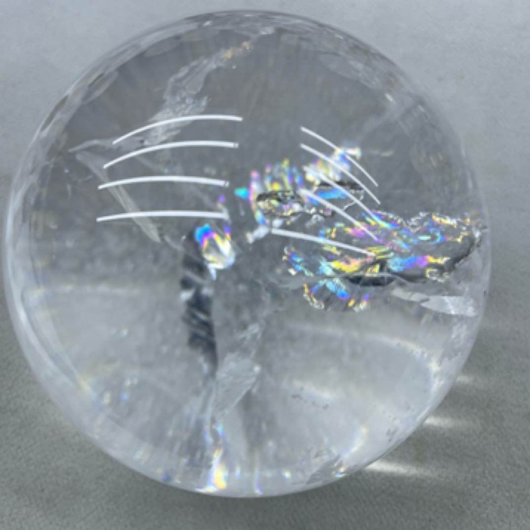白水晶球带蓝针9.7公分