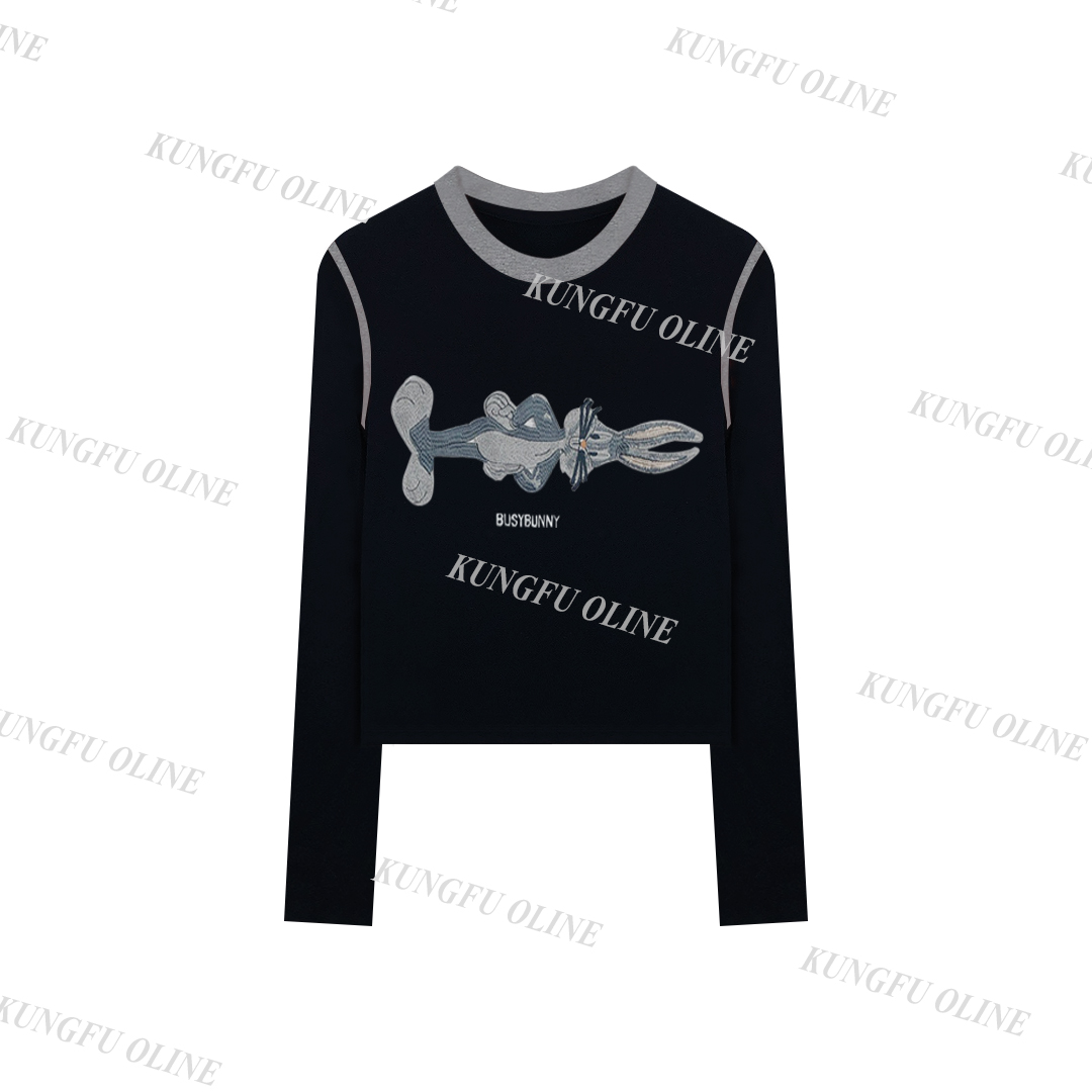 【YY】CT6225秋季流光风新款印花时尚长袖t恤女百搭短打底上衣