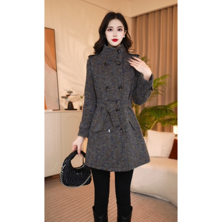 冬季气质洋气时尚毛呢中长款修身加厚秋冬外套581