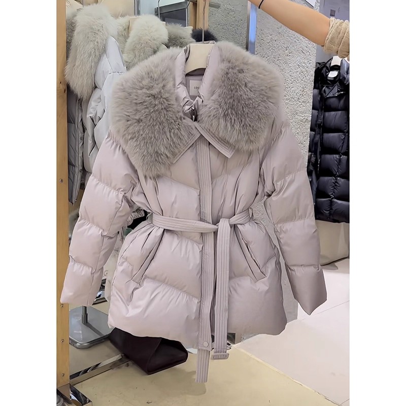 韩系大毛领羽绒服女冬季2025新款中长款加厚独特别致巨好看的外套