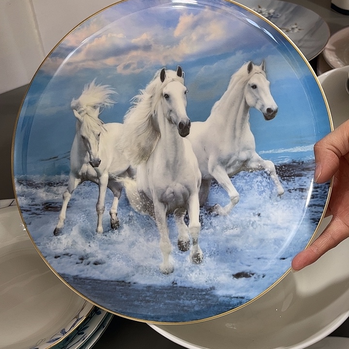 瓷片微瑕骨瓷看盘一个马到成功