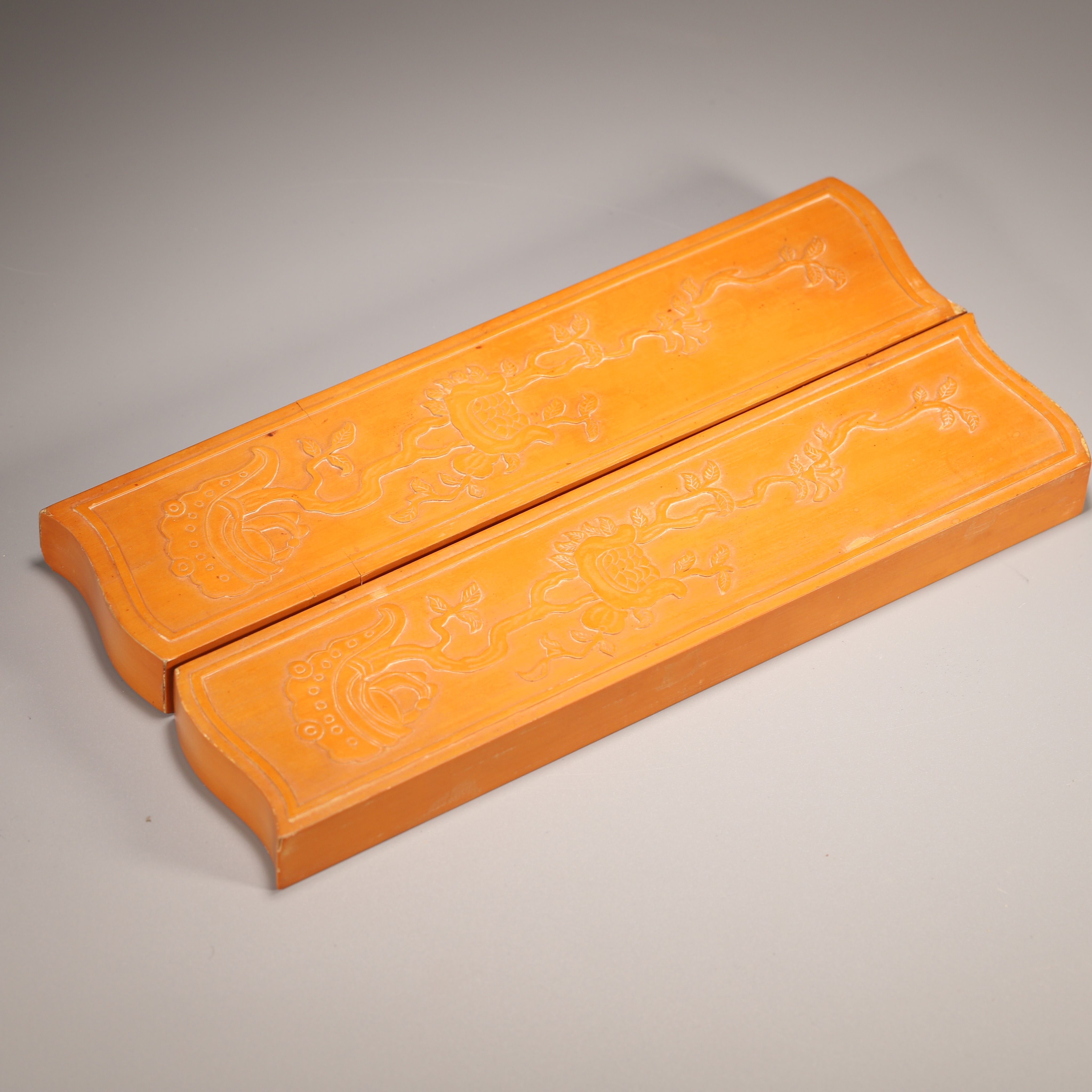 Lot04民国 竹胎贴竹簧镇尺摆件