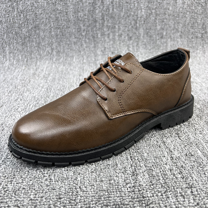 C01新款男士系带皮鞋时尚男鞋子软底真皮休闲皮鞋