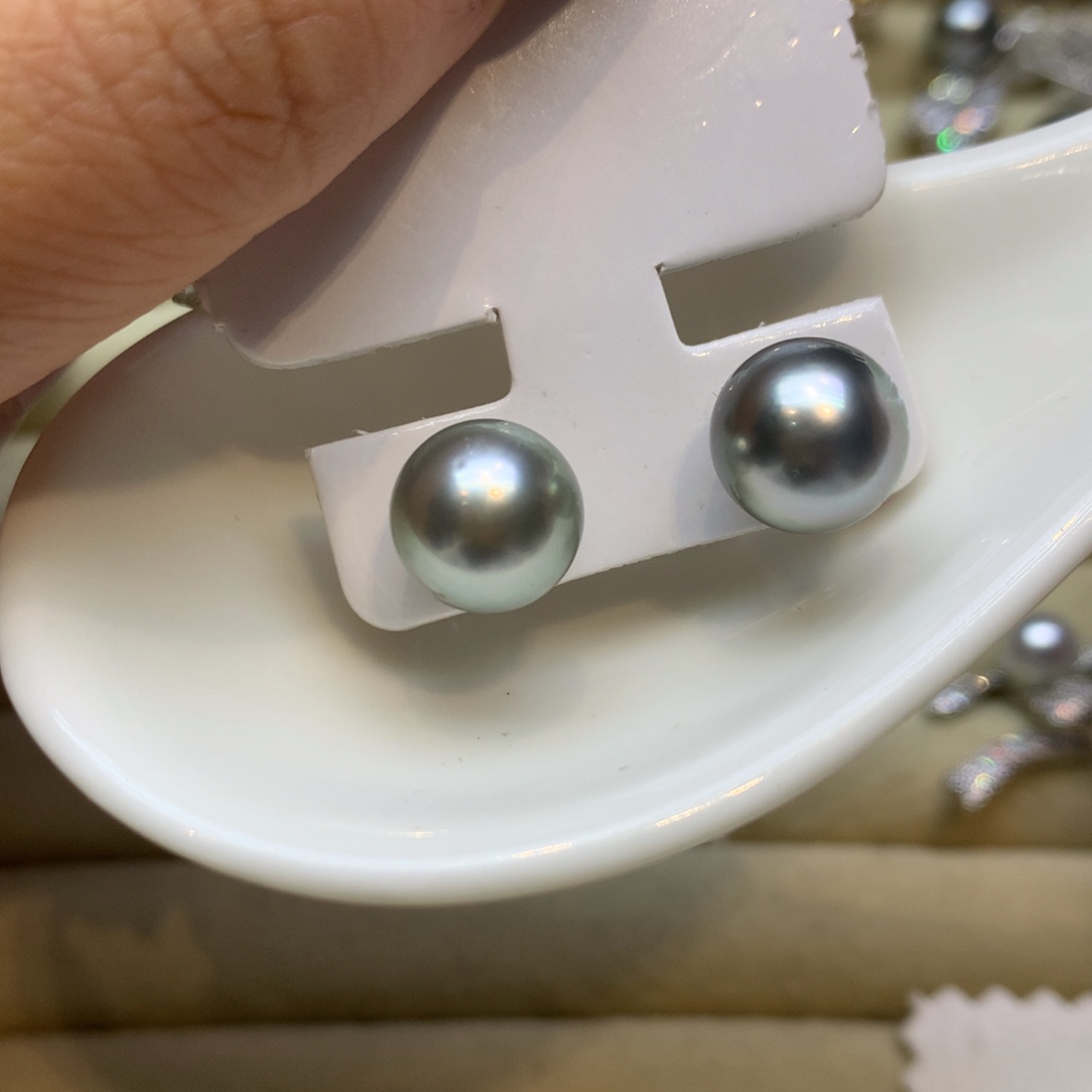 银S925镶嵌耳饰海水珍珠