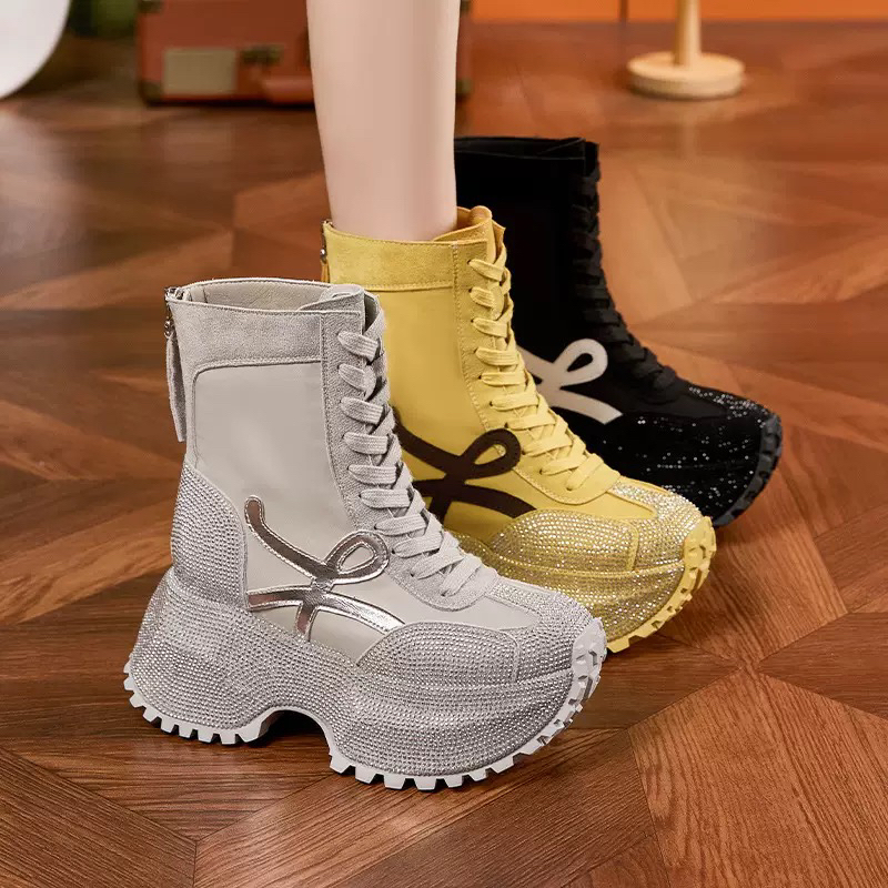 秋季磨砂皮耐磨胶粘增高高帮鞋秋冬高帮厚底网红夏季