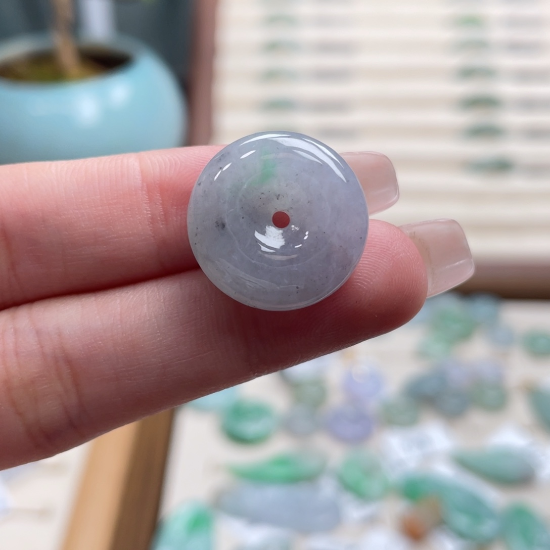 翡翠未镶嵌吊坠(不含链)a08阳绿飘花乌鸡飘花平安扣