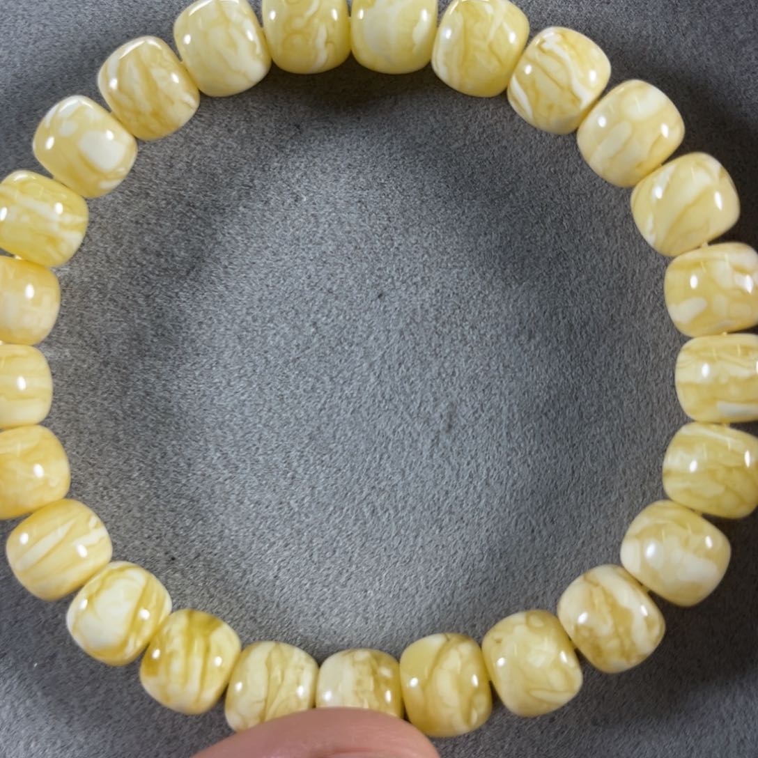 蜜蜡手串未镶嵌李*纯天然浓妖虎皮