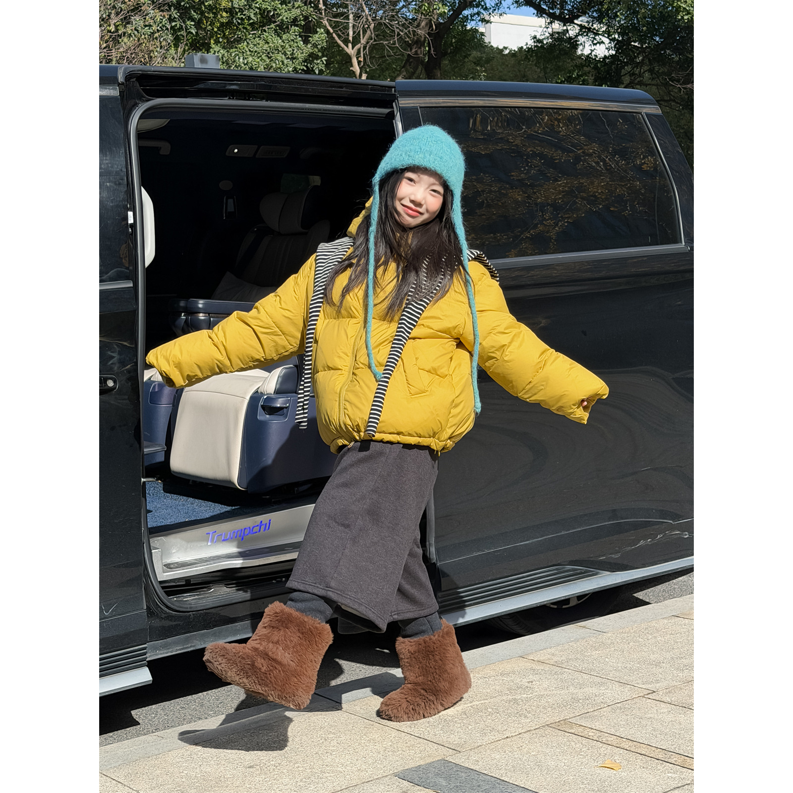 LJ-72096-柠檬匠童品童装女童裤子2025冬季新款韩版假两件呢子裤