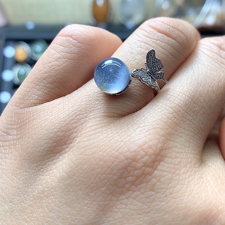 水晶水晶戒指银S925镶嵌北**光