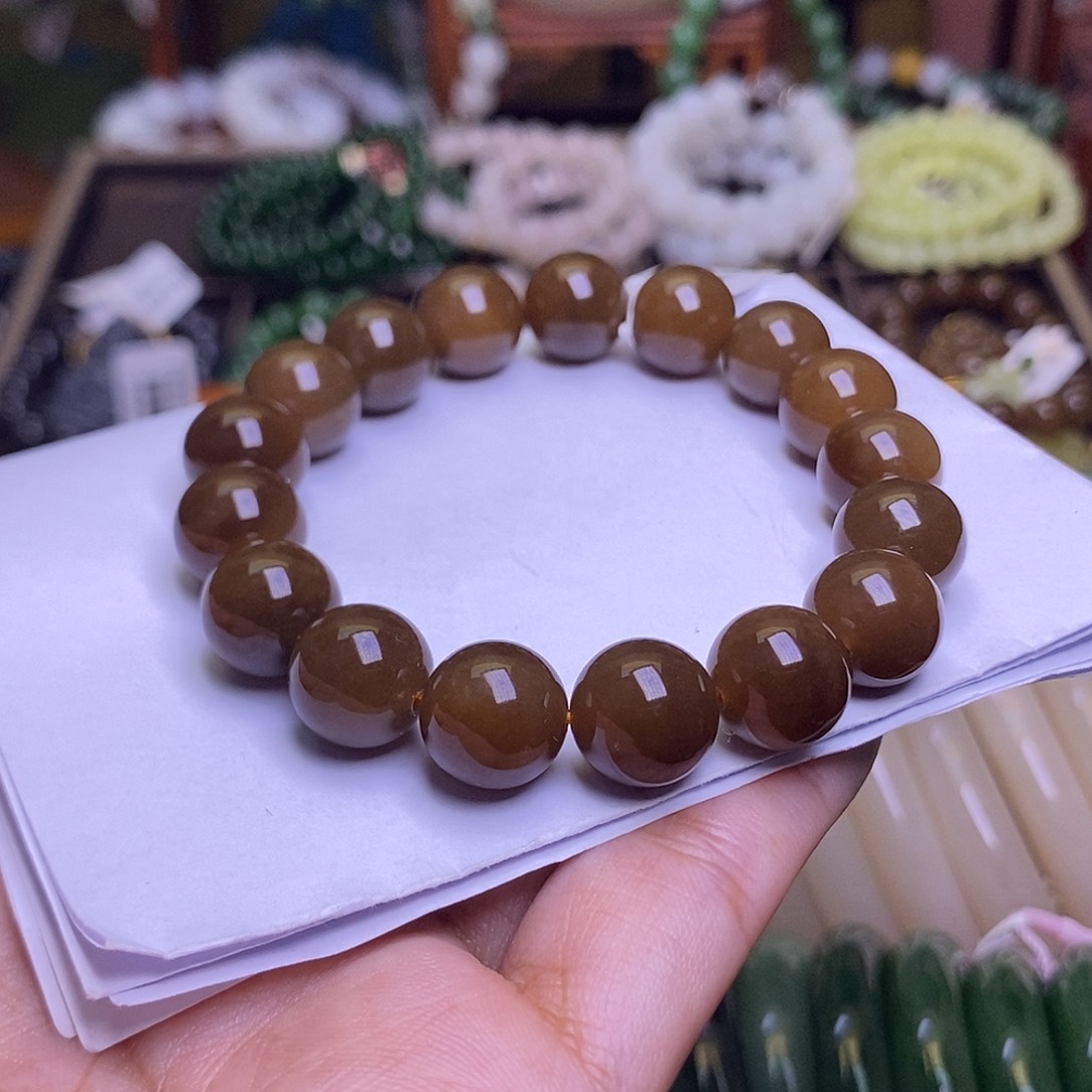 和田玉未镶嵌颈饰且末收藏糖料约12mm收藏