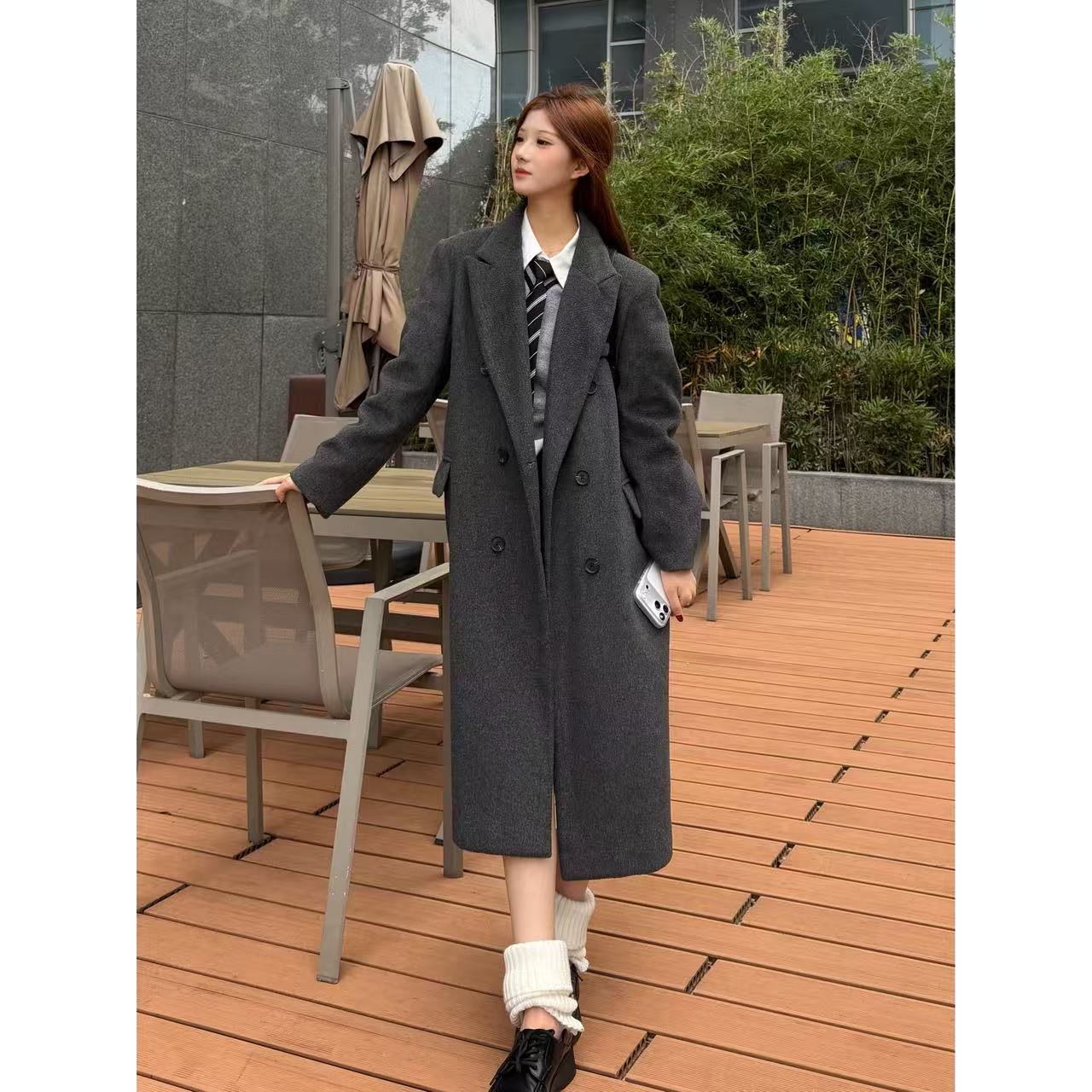 【娇娇】秋冬季新品羊毛大衣显瘦中长款网红毛呢外套时尚气质韩系