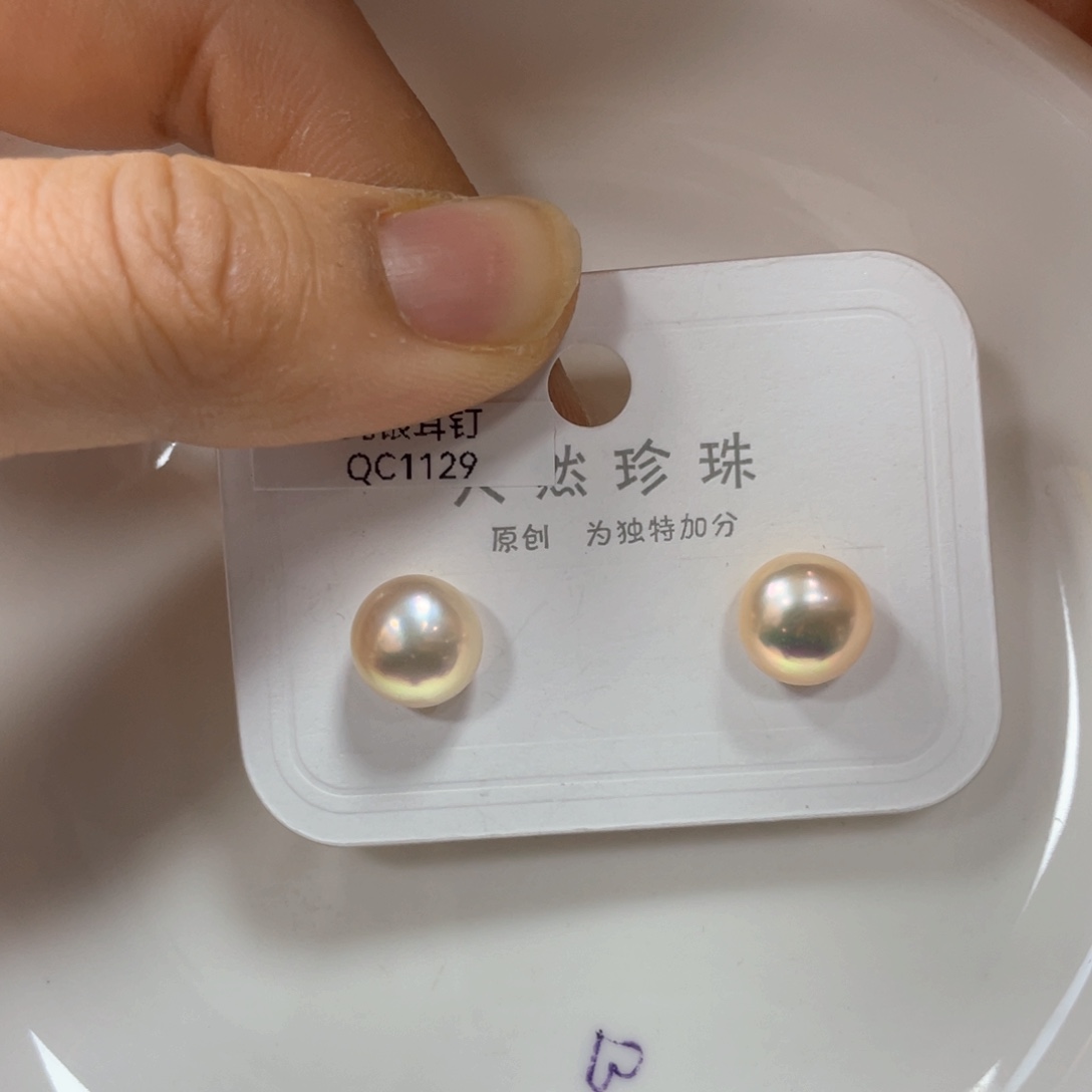 银S925镶嵌淡水珍珠耳饰