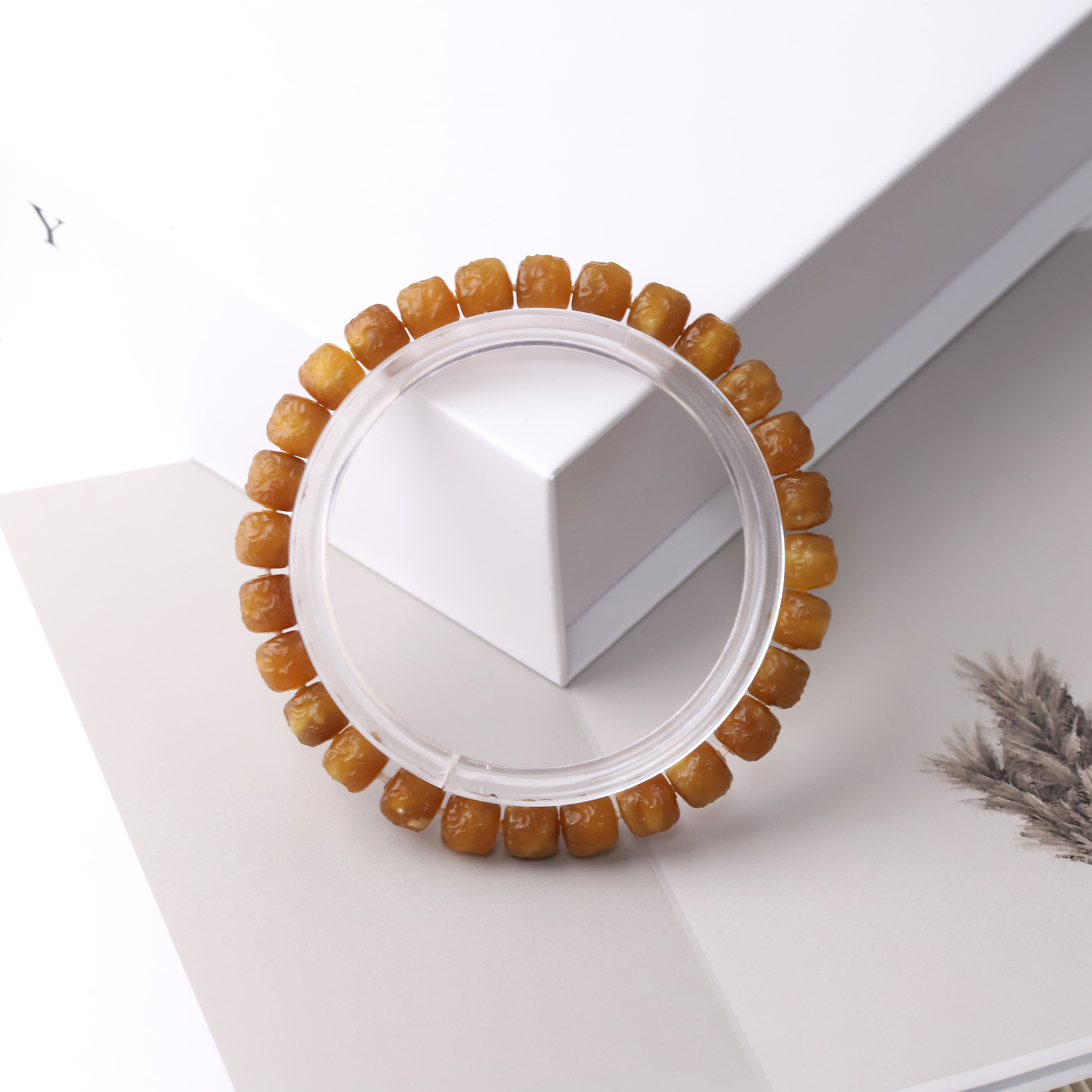 S2090   定制级手工雕刻玉化龙脊文玩单圈（颜色多样发其一）