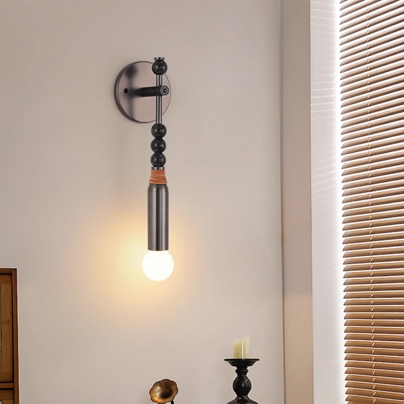 复古风床头壁灯装饰实木轻奢酒店客厅背景墙茶室书房卧室壁灯1