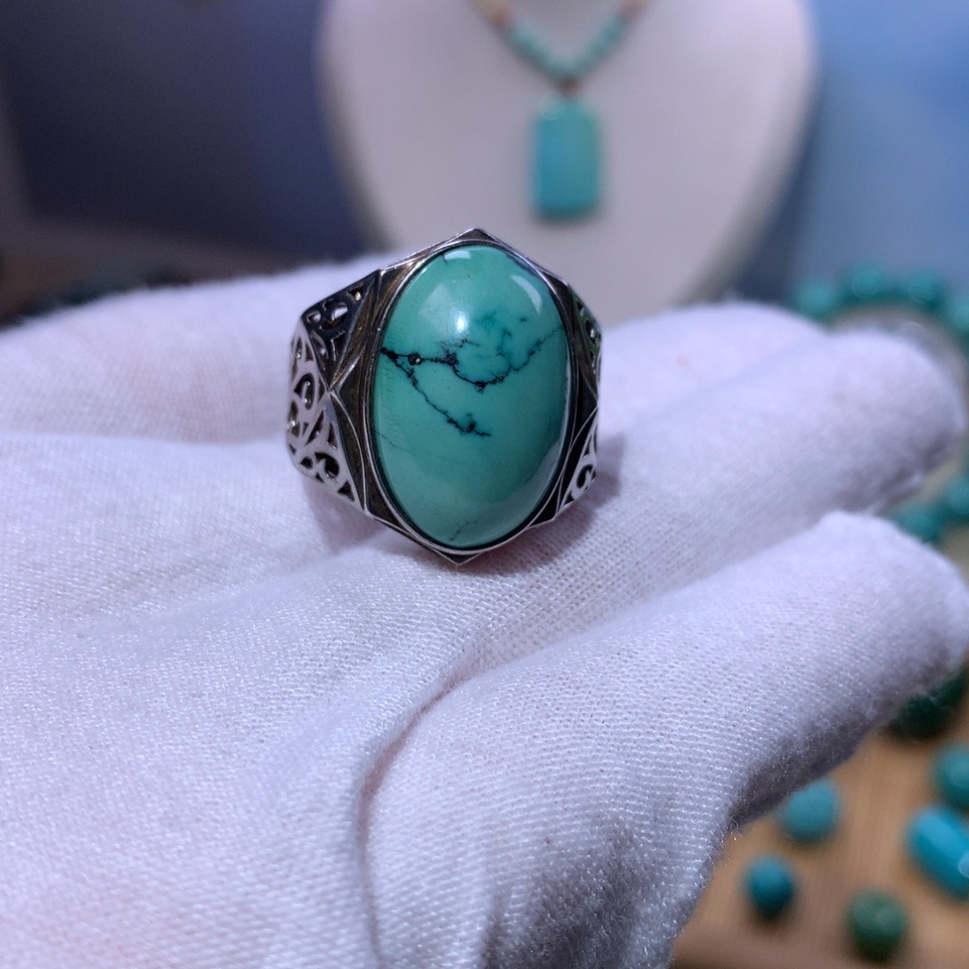 绿松石银S925镶嵌珠宝奇石811